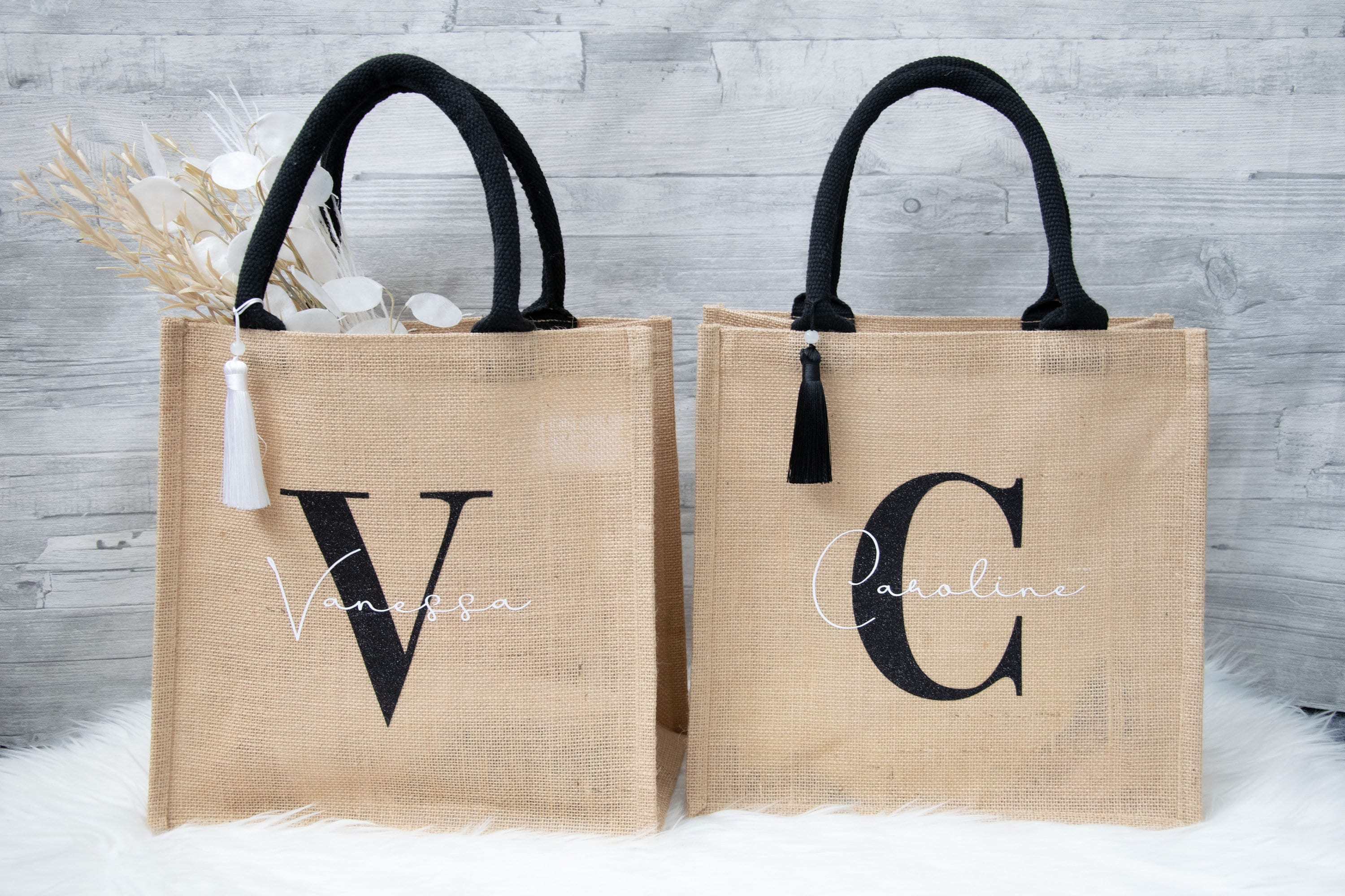 Jute Bag with Name and Initial, Mama Bag, Gift Idea, Personalized Jut…