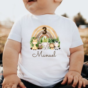 Birthday shirt children&#39;s birthday with name, iron-on image safari, iron-on image animals personalized with name, DTF print, decoration
