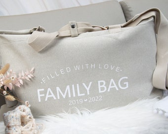 Family Mommy Bag, Mom Bag, Hospital Bag, Birth Gift, Travel Bag, Shoulder Bag Personalized with Name and Year of Birth, Baby