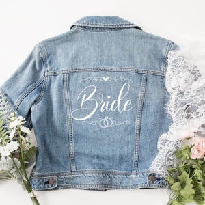 Iron-on wreath jean jacket JGA to iron on | Iron-On Transfer Personalized with Name | Textile design | Bride iron-on jga | wedding decoration