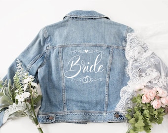 Bügelbild Kranz jeansjacke JGA zum aufbügeln | Bügelbild Personalisiert mit Namen | Textilgestaltung | Bride Bügelbild Jga | Hochzeit deko