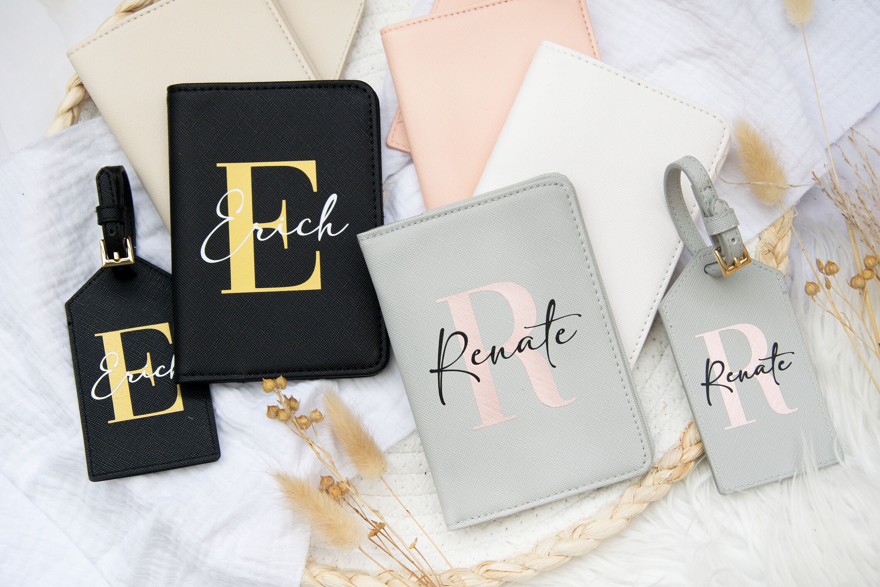 Porte-Passeport Étiquette Bagage Personnalisées Avec Initiales
