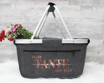 Einkaufskorb personalisiert für Tante, Einkaufstasche, Muttertagsgeschenk, Geschenkideen, Weihnachtsgeschenke, Shopper, Markttasche, Korb