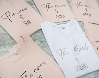 Jga Shirt personalisiert, Braut & Team Braut Shirts, Junggesellinnenabschied outfit Hochzeit Geschenk für die Braut Brautjungfern Trauzeugin