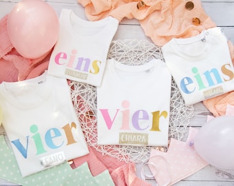 Maglietta per compleanno con numero e nome, tutina personalizzata per neonati, maglietta per fratelli, idea regalo per bambini, compleanno bambini, regali per bambini