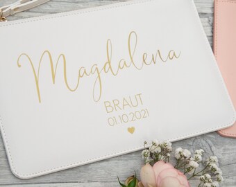 Clutch Braut Hochzeit Tasche Trauzeugin Brautjungfer personalisiert mit Namen, Brauttasche Handtasche Geschenksidee Pouch Jga