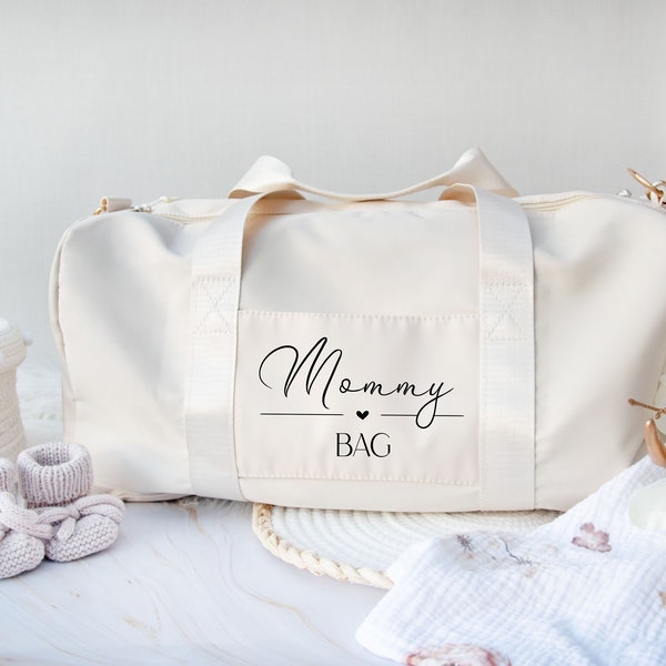 Family Mommy Bag, Mama Tasche, Kliniktasche, Geschenk zur Geburt, Travel Bag, Umhängetasche mit Namen und Geburtsjahren personalisiert, Baby