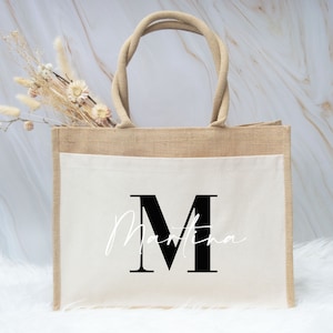 Jute bag with name and initial, personalized jute bag, Christmas gift, gift bag, individual gifts, shopping bag