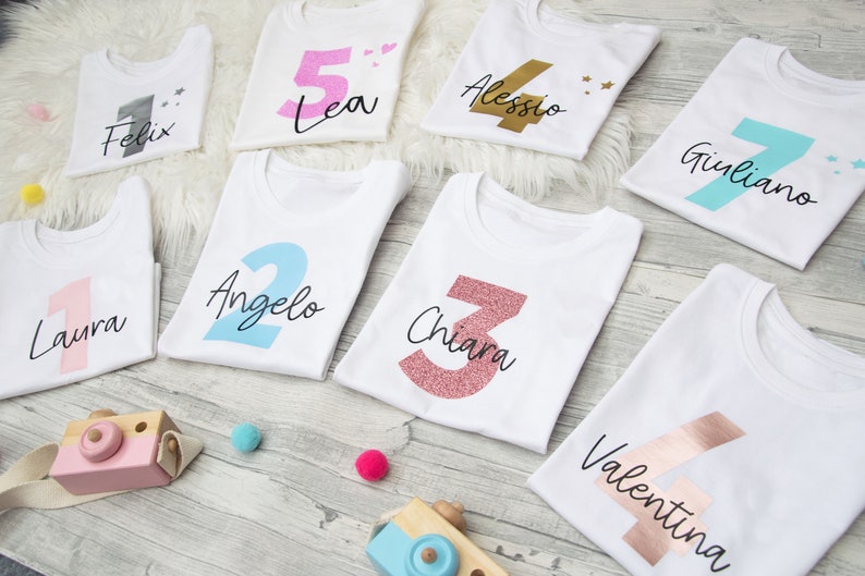 Geburtstagsshirt mit Zahl und Name Babybody TShirt Etsy