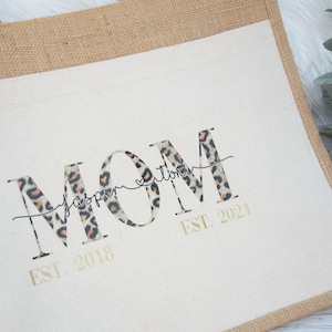 Mom est jute bag, mommy bag, gift idea, personalized jute bag, gift bag, Christmas gift mom, grandma
