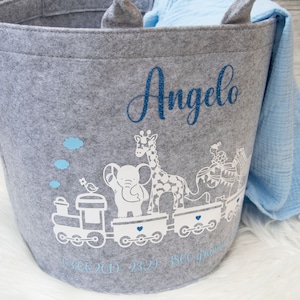 Aufbewahrungskorb „Zoo“ in anthrazit oder hellgrau | Spielzeugaufbewahrung | Kids | Babyzimmer | Kinderzimmer | Personalisierte Geschenke