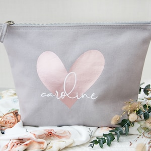 Kosmetiktasche personalisiert mit Namen und Herz, personalisierte Kulturtasche, Mama, Schminktasche, Geburtstag, Beste Freundin, Geschenk