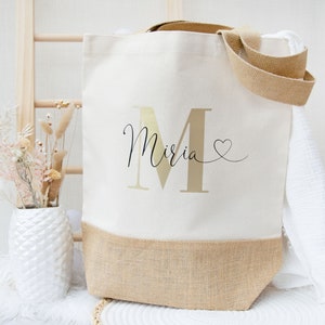 Jute bag personalized with name, Mother&#39;s Day gift, best friend gift, mom gift, Christmas gifts for women beach bag
