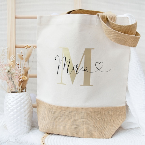 Bag Initial, jute bag, mom bag, gift idea, personalized jute bag, gift, jute, gift bag, personalized gift