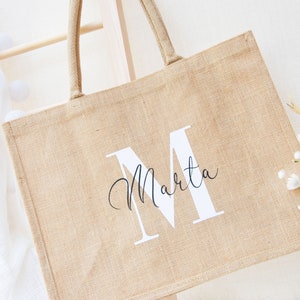 Jute bag Initial, Mommy Bag, Gift idea, personalized jute bag, gift bag, Christmas gift mom, jute shopper with name