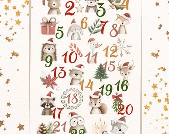 Adventskalender Zahlen zum Aufbügeln, Adventskalender, Bügelbild Zahlen Advent, Bügelbild Weihnachten, Bastel Diy, Kinder Kalender mit Name