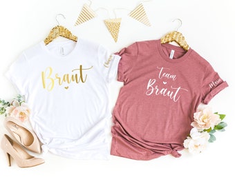 JGA Shirt | T-Shirt JGA| Bride & Team Bride T-Shirts Personalized with Name on Sleeve for Hen Party | bachelorette party