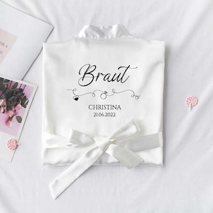 Dressing Gown Wedding Satin Initial | Design: Roses | getting ready | Wedding, bride, maid of honor, bridesmaid, JGA, floral | dressing gown
