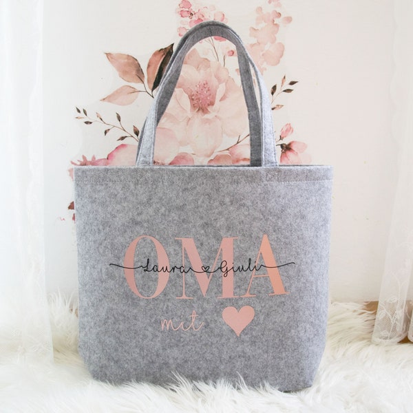 Felt bag Grandma personalized, gift idea, personalized bag, personalized gift, Christmas gift, Mother's Day, felt shopper