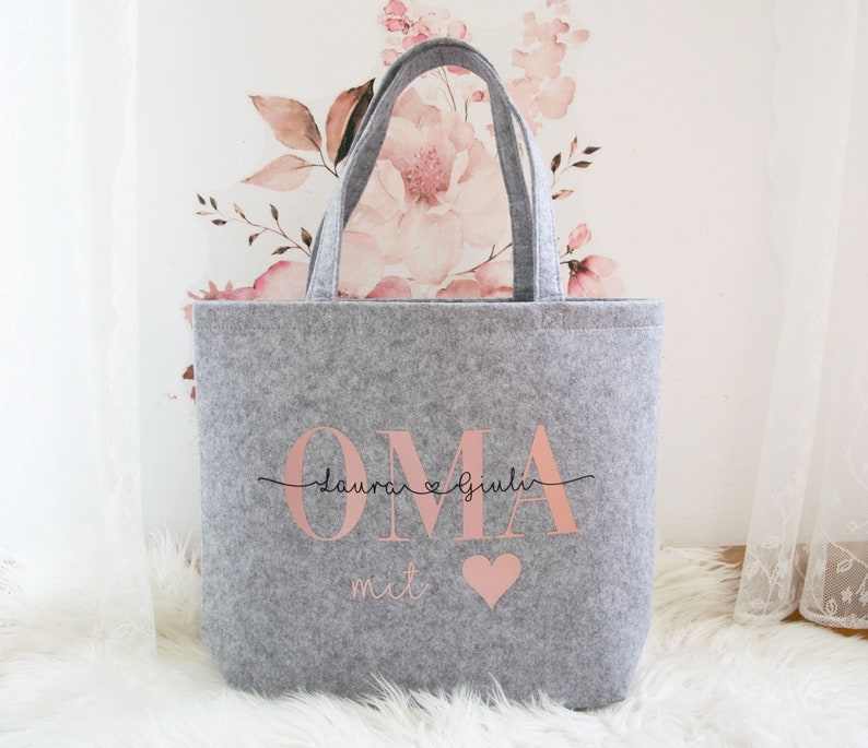 Felt bag grandma personalized, gift idea, personalized bag, personalized gift, Christmas gift, Mother's Day, felt shopper 