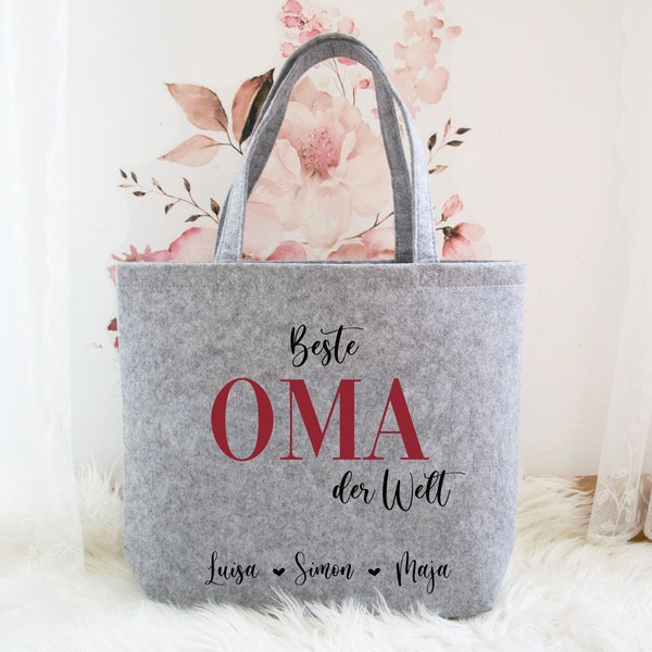 Filztasche Beste Oma , Mama, Tante personalisiert, personalisierte Tasche, personalisiertes Geschenk, Weihnachtsgeschenk, Muttertag