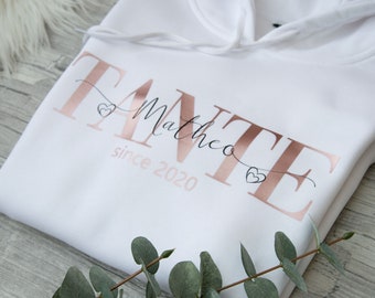 Tante Hoodie personalisiert mit Kindernamen Geburtsjahr, Mom Shirt , Muttertagsgeschenk, Vatertag, Geschenksidee, Geschenk für Tante