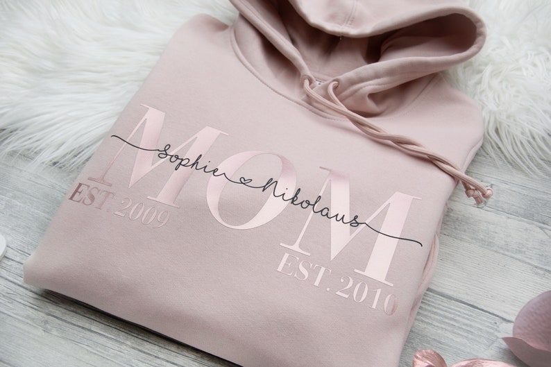 Mom Hoodie, Dad Hoodie, Mom Shirt with children's names, Mama tshirt personalized, Family Outfit, Christmas present, gift idea image 2