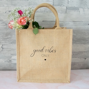 Jute bag, good vibes, mommy bag, gift idea, personalized jute bag, gift, jute, gift bag, personalized gift
