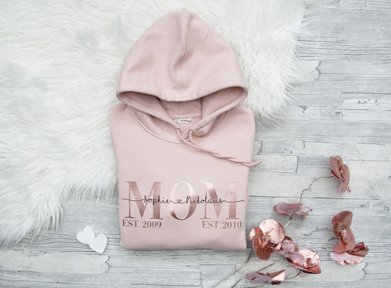 Mom Hoodie personalisiert mit Kindernamen EST, Mom T-Shirt , Muttertagsgeschenk, Geschenksidee, Geschenk zur Geburt, Geschenke für Frauen, Bild 2