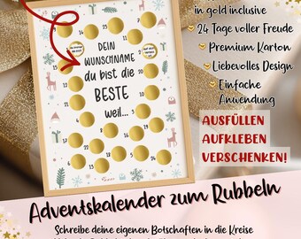 Personalized scratch-off Advent calendar A4 – gift idea | 24 messages for girlfriend, mom, partner, colleague