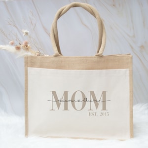 Mom Grandma est Jute Bag, Mommy Bag, personalized jute bag, gift bag, Christmas gift mom, jute shopper with name