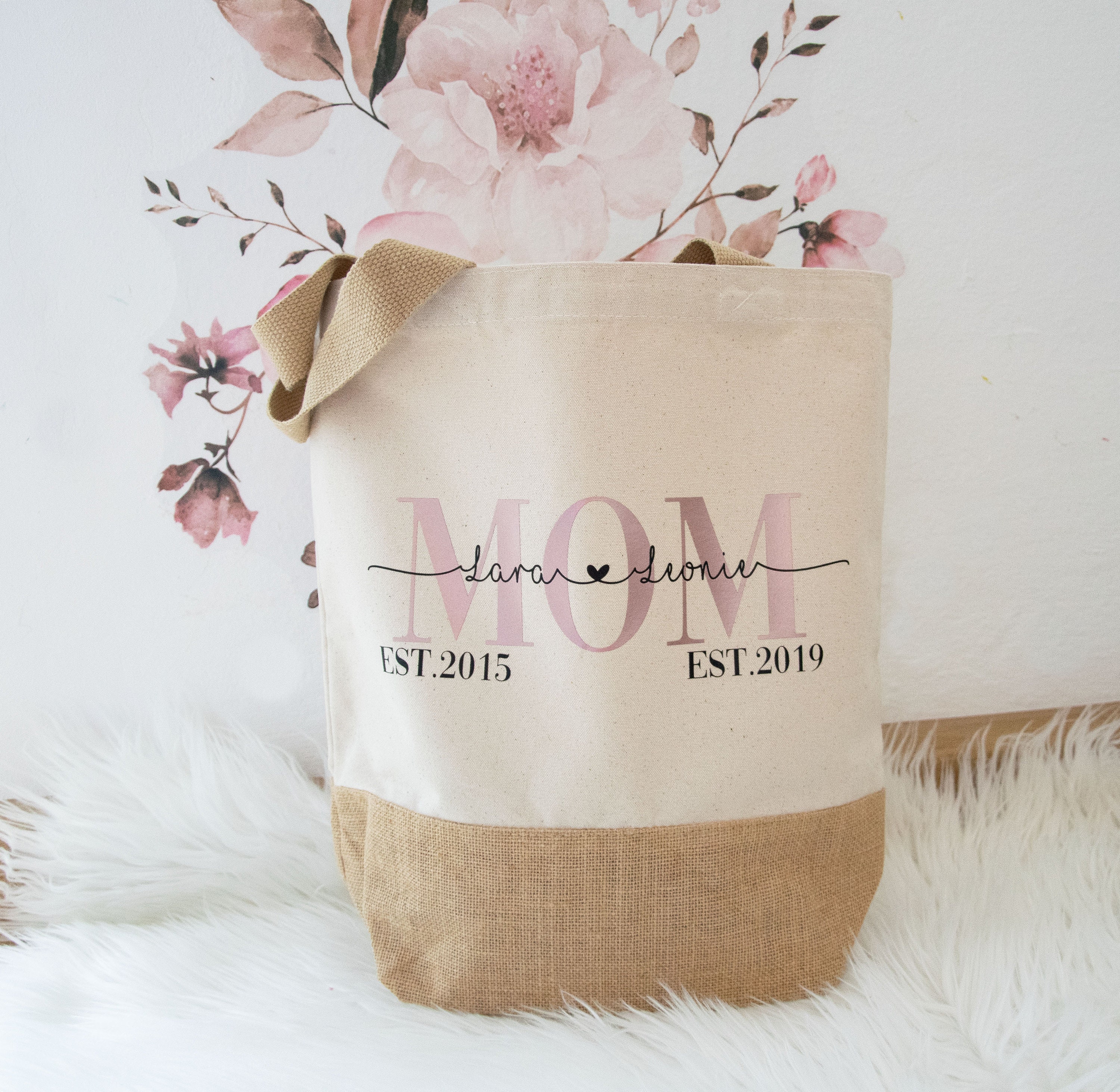 Mom est jute bag, bag, mom bag, gift idea, personalized jute bag, gif…