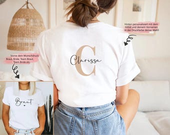 Jga Shirt personalisiert, Braut & Team Braut Shirts, Junggesellinnenabschied outfit Hochzeit Geschenk für die Braut Brautjungfern Trauzeugin