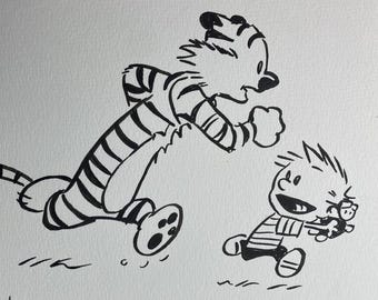 Calvin and Hobbes, Estate found, drawing, art, artwork, comic art, book