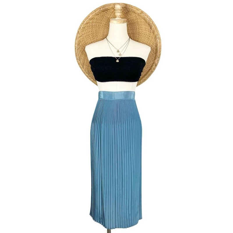 Pleated Silk Skirt In Blue main image 0