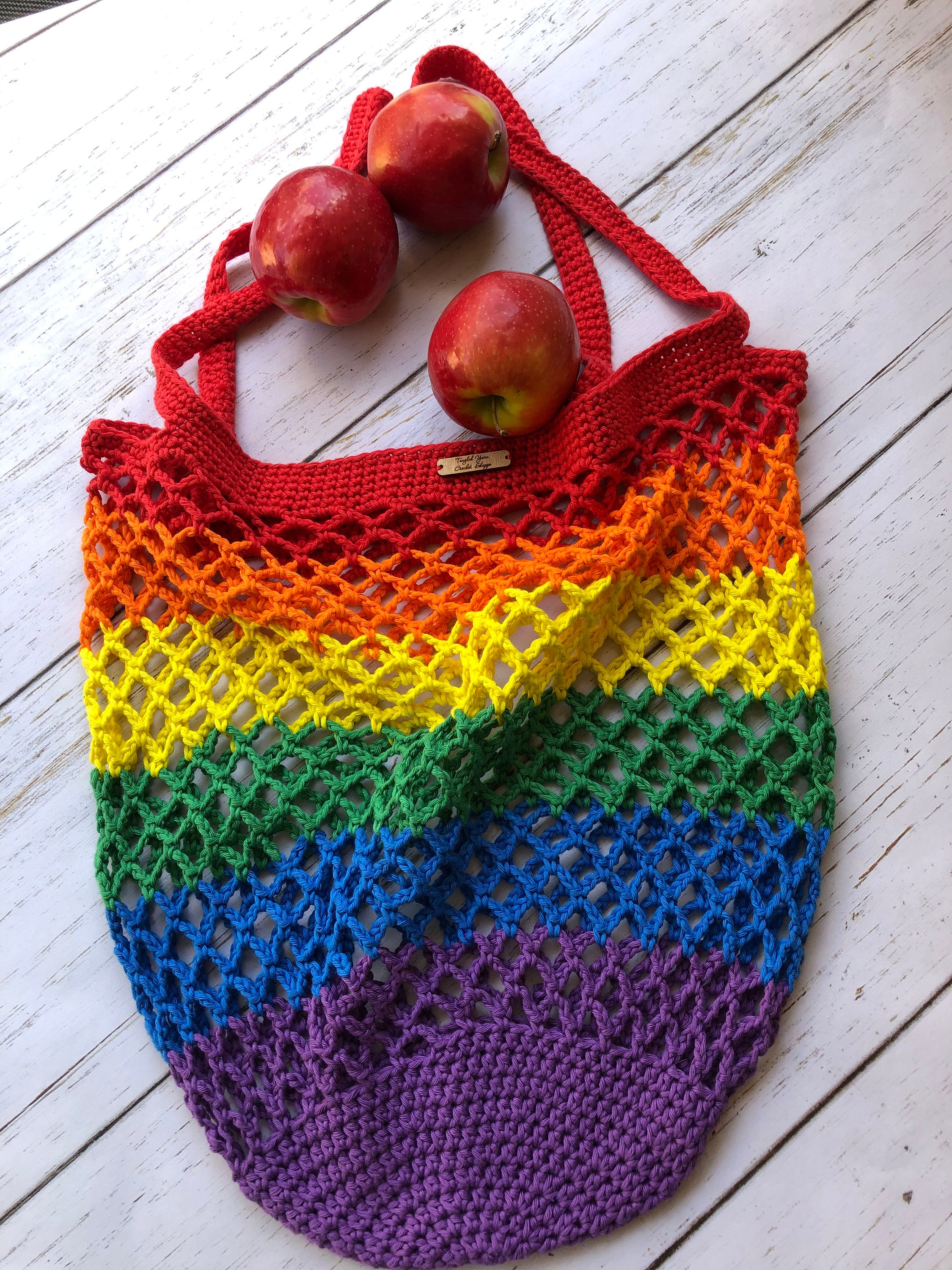 Crochet Rainbow Market or Beach Bag, Pride Cotton Shoulder Tote, Colorful  Sack or Purse, Farmer's Market Accessory, Perfect Gift Idea