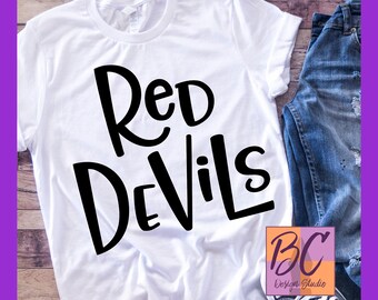 Red Devils Team Sports Name svg, red devils svg, jpg, dxf, eps, png, clip art, Sport Fan, Word Art, Iron-On, BCDSPurpleO, Vinyl Transfer