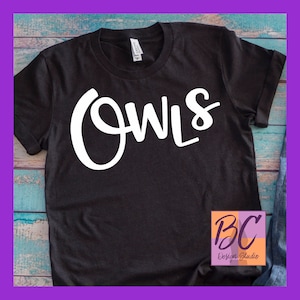 Owls Team Sports Name svg, owls svg, jpg, dxf, eps, png, clip art, Sport Fan, Word Art, Iron-On, BCDSPurpleO, Vinyl Transfer