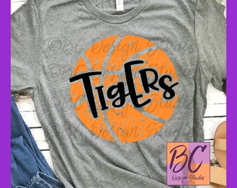 Tigers Grunge Distressed Basketball svg, jpg, png, clip art, Basketball, Sport Fan, Word Art, Iron-On, BCDSPurpleO, Vinyl Transfer