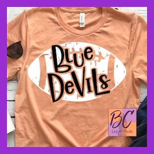Blue Devils Grunge Distressed Football svg, jpg, dxf, png, clip art, football, Sport Fan, Word Art, Iron-On, BCDSPurpleO, Vinyl Transfer