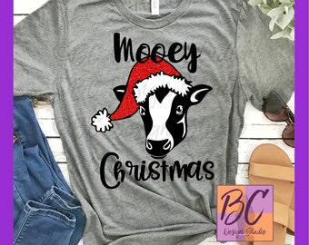 Mooey Christmas svg, jpg, png, clip art, Cow Christmas svg, Christmas Cow Shirt, Iron-On, BCDSPurpleO, Vinyl Transfer