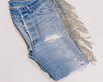 jeans with diamond fringe