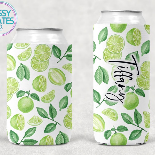 Lime Can Cooler - Personalized Fruit Bachelorette Party Favor Coolie, Custom Citrus Drink Holder, Citrus Cozy Gift, Lime Birthday Decor