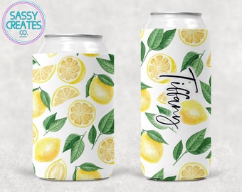 Lemon Can Cooler - Personalized Lemonade Coolie, Main Squeeze Drink Holder, Custom California Bachelorette Party Favor, Citrus Cozie Gift