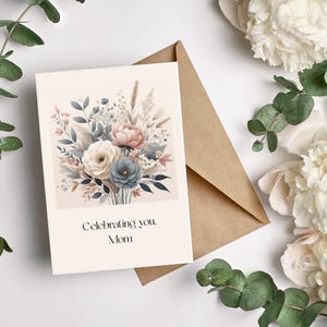 Biglietto d'auguri stampabile per la festa della mamma / Celebrando la tua mamma / Biglietto floreale digitale / Download immediato / Regalo per la festa della mamma