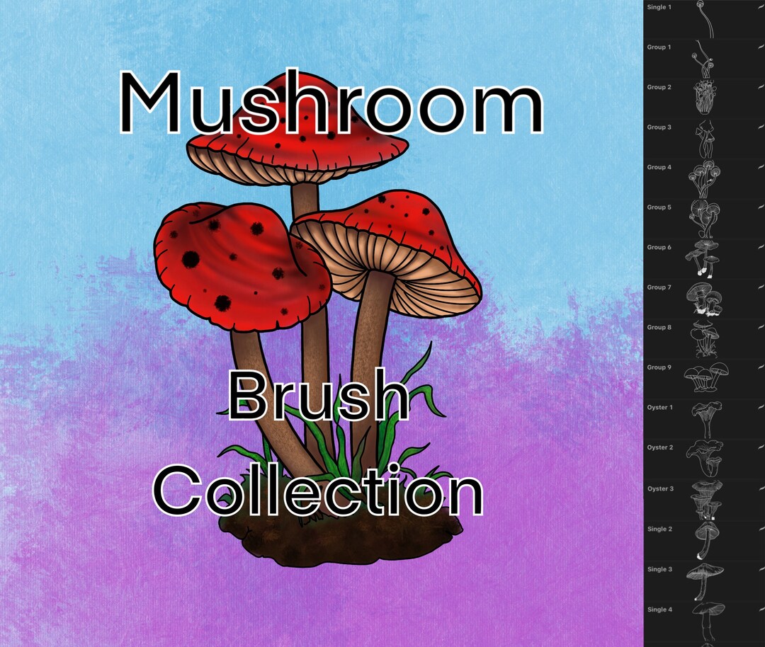 Mushroom, Procreate Sticker Brushes, Stamp Brush Procreate, Mushroom ...