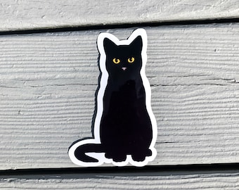 Black Cat Yellow Eyes Vinyl Sticker | Hydroflask | Journals | Laptops | Water Bottle | Bullet Journal | Book of Shadows