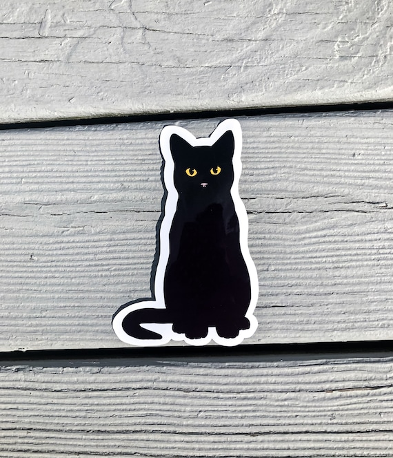 Black Cat Yellow Eyes Vinyl Sticker | Hydroflask | Journals | Laptops | Water Bottle | Bullet Journal | Book of Shadows