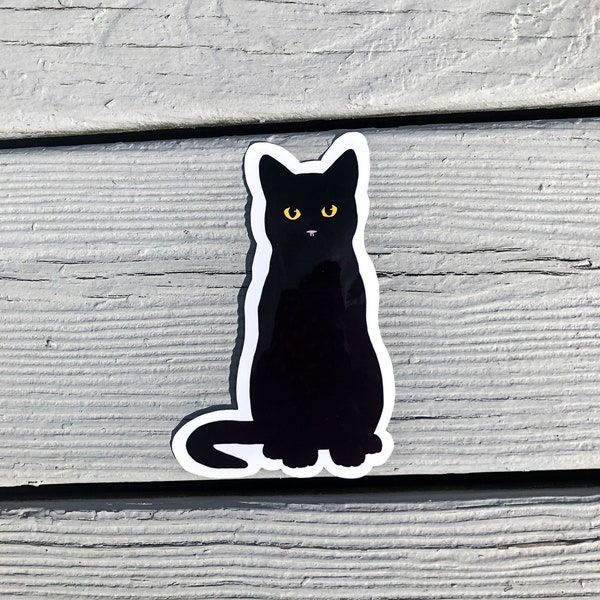 Black Cat Yellow Eyes Vinyl Sticker | Hydroflask | Journals | Laptops | Water Bottle | Bullet Journal | Book of Shadows