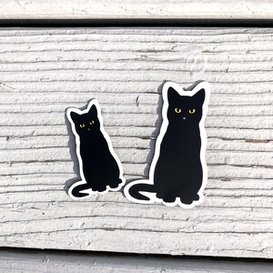 Matte Waterproof Black Cat Yellow Eyes Vinyl Sticker Decal Extra Thick, Book of Shadows, Water Bottle, Bullet Journal, Laptop Decal image 2